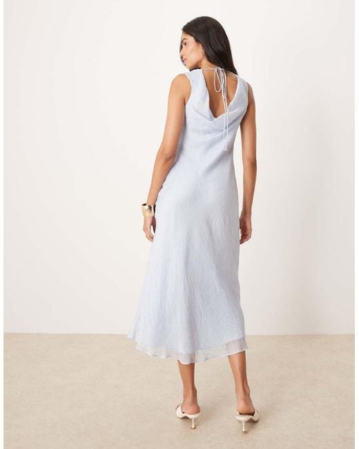 Mango White Cowl Neck Open Back Maxi Dress