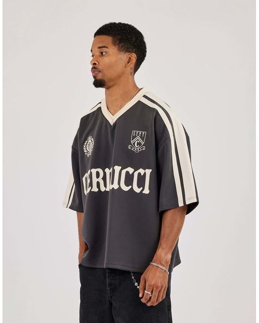 CERNUCCI Black Oversized Football Top for men