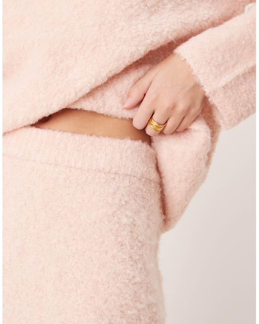 Jupe longue d'ensemble en maille ultra duveteuse - clair River Island en coloris Pink