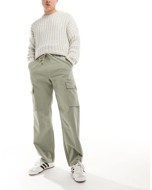 Pantalon cargo large en tissu résistant - kaki Bershka pour homme en coloris Green