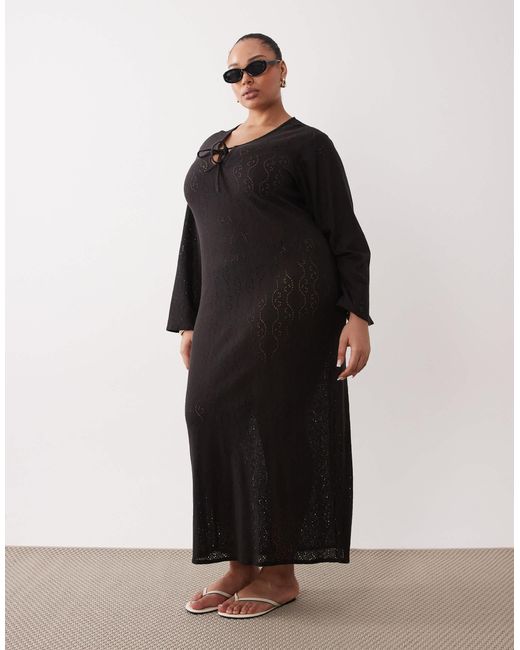 beach dress curve Esme Curve long sleeve maxi beach dress in olive