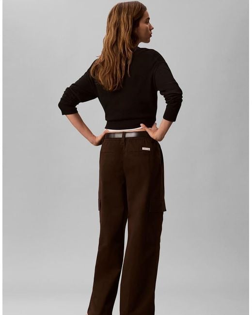 Calvin Klein Brown Cotton Stretch Cargo Pants