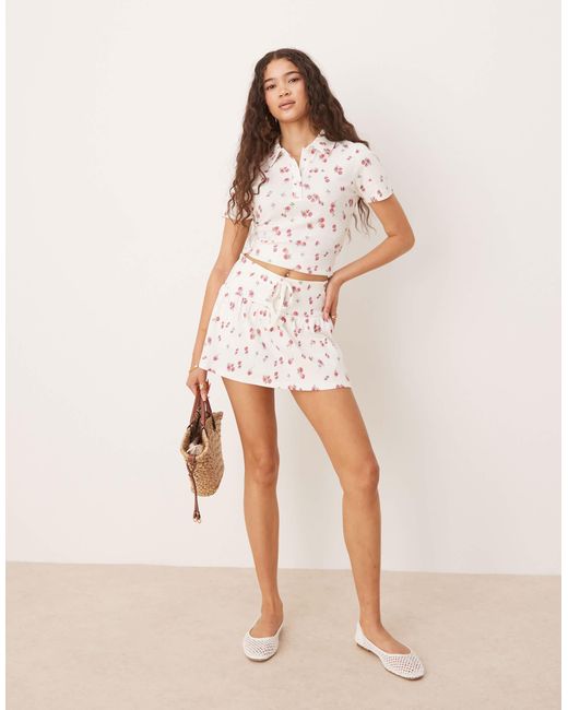 ASOS White Button Polo Tee Co-ord