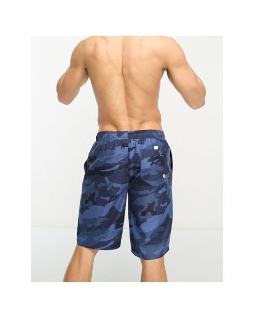 Blau geschnittene in Bench Lyst mit für lang – | badeshorts Herren AT military-muster