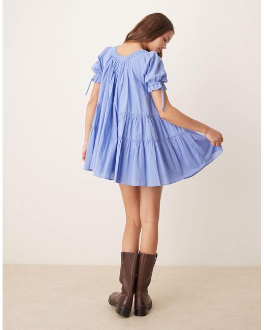 Sandy shores - robe babydoll courte - barbeau Free People en coloris Blue