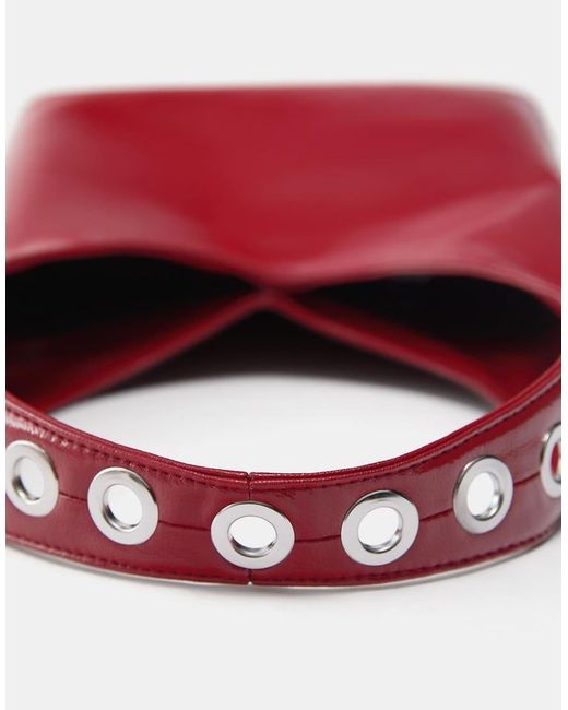 Pull&Bear Red Top Handle Bag With Eyelets