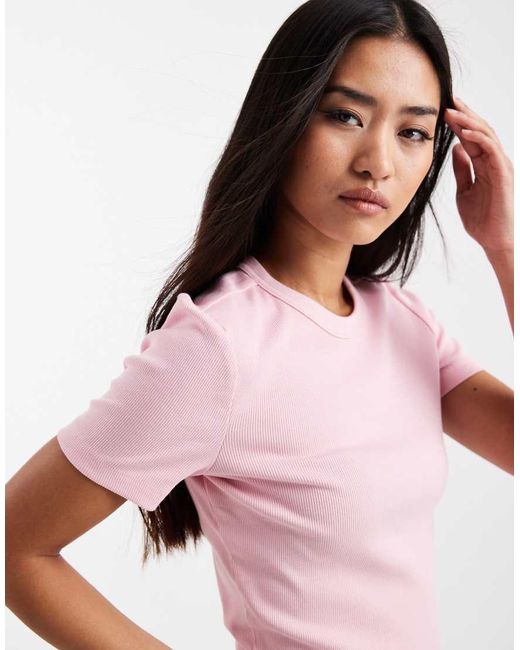 ONLY Pink Ribbed T-shirt