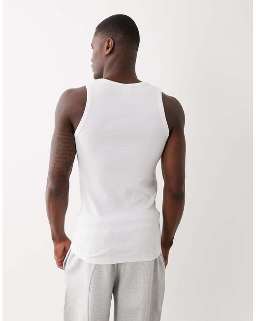 Bershka Geribbeld Hemdje in het White voor heren