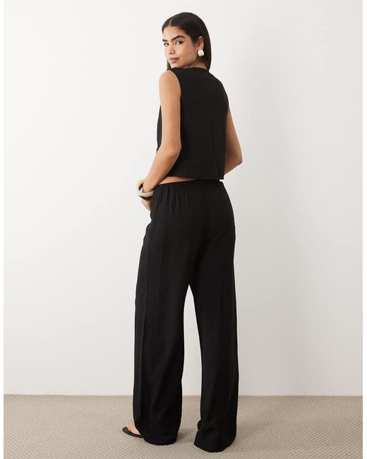 Kaiia Black Exclusive Tie Front Waistcoat Top With Linen