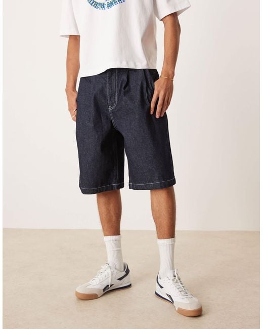 ASOS – lang geschnittene jeans-jorts in Natural für Herren