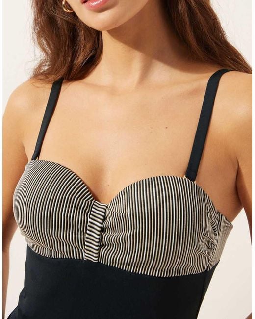 Calzedonia Black Swimsuit Golden Stripes