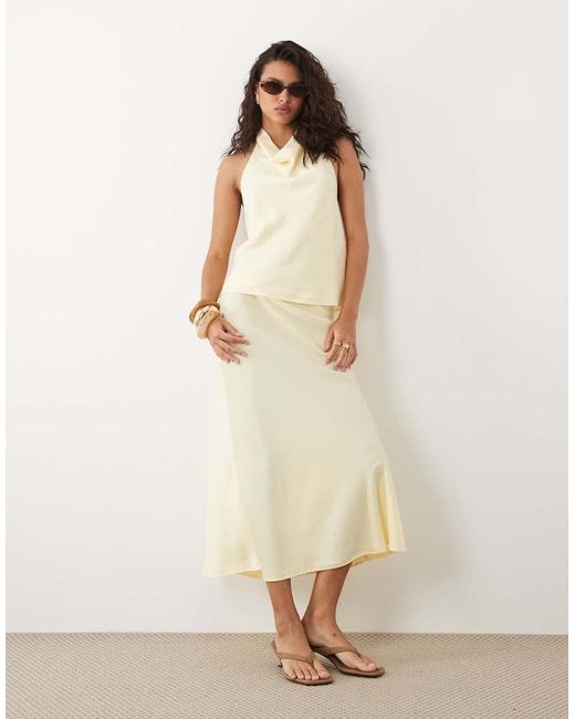 Y.A.S Natural Satin Halter Neck Top