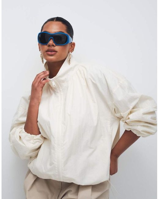 ASOS Blue Asos Design Curve Oversized Bubble Hem Track Jacket