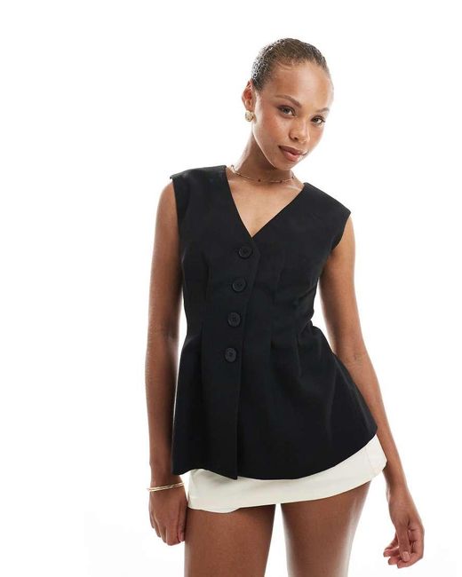 4th & Reckless Black Tailored Cinch Waist Waistcoat