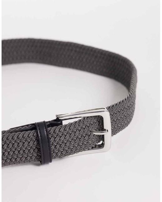 ASOS Gray Woven Belt With Faux Leather Tip for men