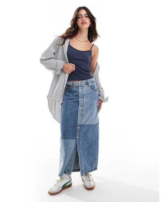 Levi's Blue Button Midi Skirt
