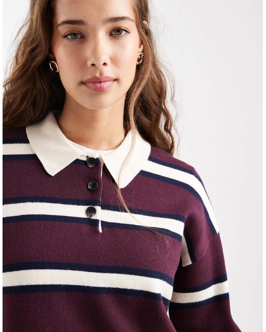 Vero Moda Red – gestreiftes rugby-oberteil aus kompaktem strick