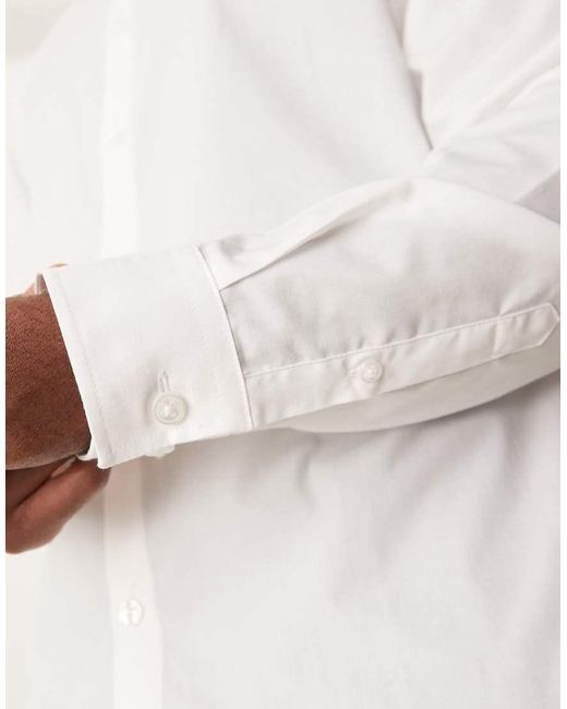 New Look White Long Sleeve Grandad Shirt for men