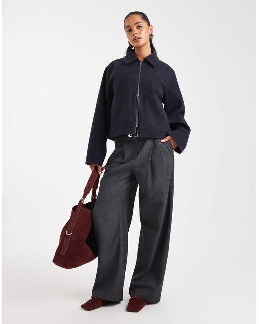 ASOS Blue Top Collar Zip Up Jacket