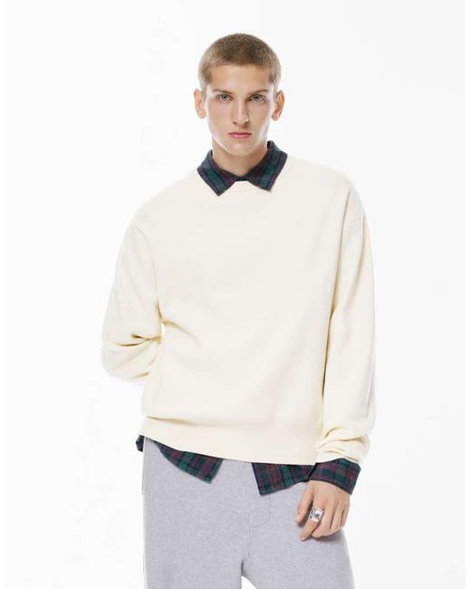 Pull&Bear Zachte Gebreide Trui in het White voor heren