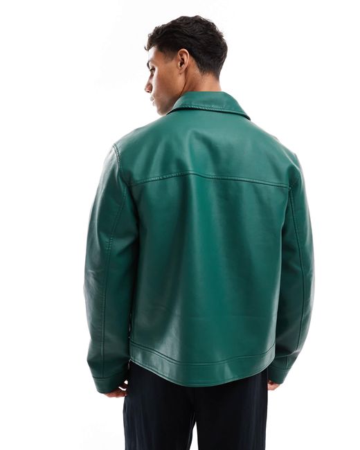 ASOS Green Faux Leather Jacket for men