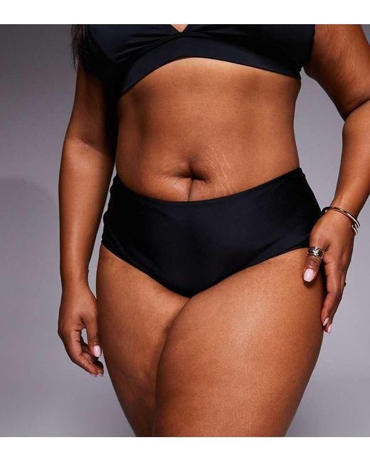 ASOS Black Asos Design Curve Maya Sao Paulo Mid Rise Short Bikini Bottom