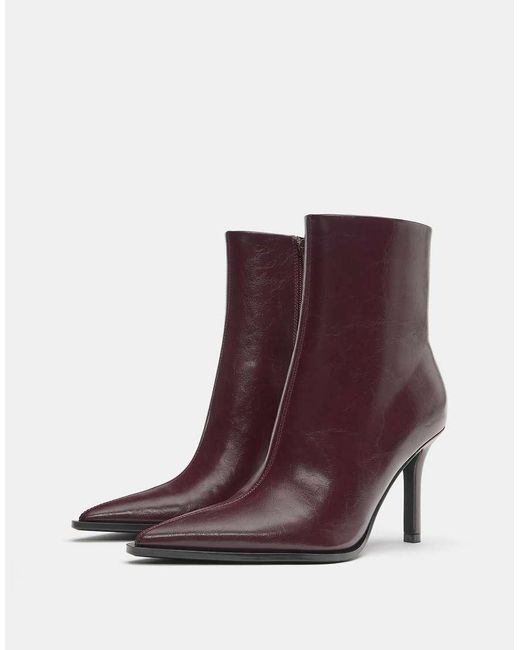 Pull&Bear Purple Stiletto Heel Ankle Boots