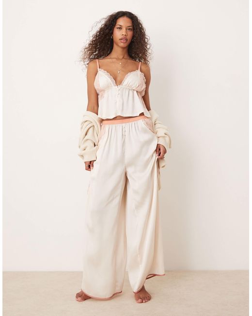 Free People Natural Lace Insert Silky Pyjama Set