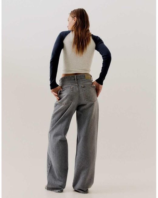 Bershka Natural Wide-Leg Cross-Waist Jeans