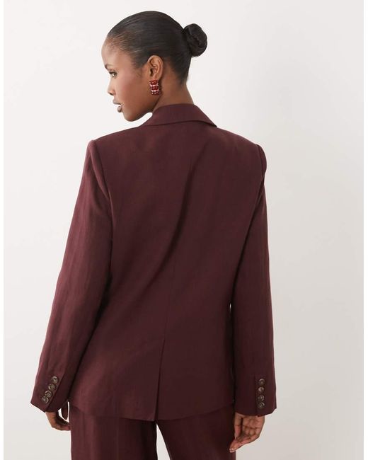 Nobody's Child Red Torrent Linen Blend Double Breasted Blazer