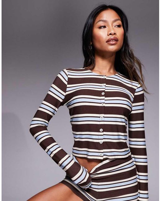 Kaiia Multicolor Exclusive Super Soft Jersey Button-through Long Sleeve Top