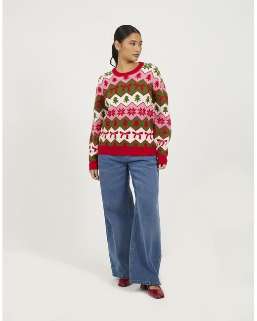 Brave Soul Blue Fairisle Christmas Jumper