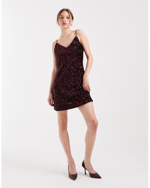 Vero Moda Purple Cami Strap Sequin Mini Dress