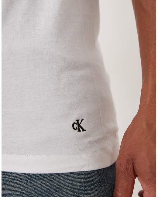 Calvin Klein Blue Cotton 3 Pack T-shirts for men