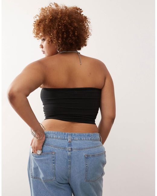 Collusion Black Plus Double Lined Bandeau Top