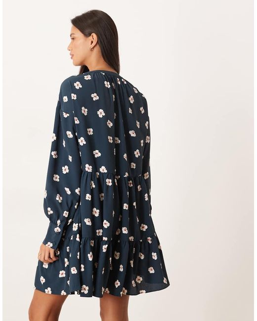 Glamorous Blue Pattern Shift Mini Dress