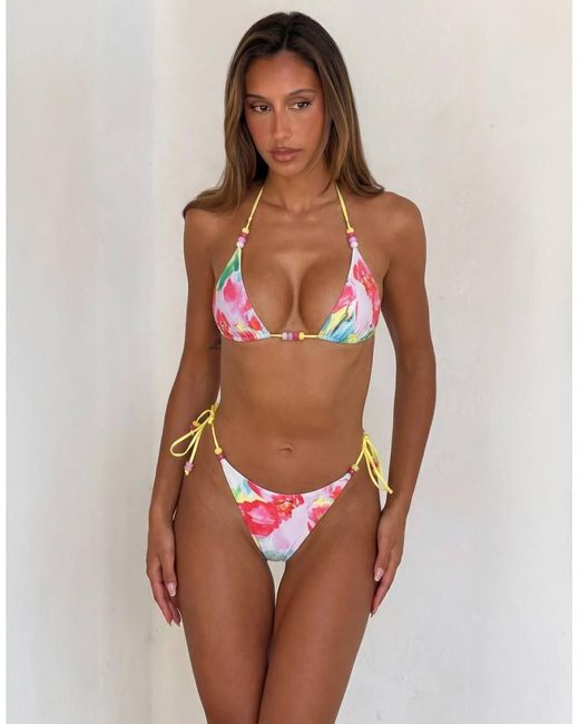 Tiger Mist Multicolor Finlea Reversible Contrast Tie Bead Detail Bikini Top