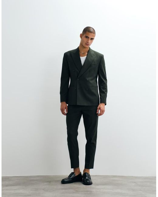 ASOS Green Slim Double Breasted Suit Jacket for men
