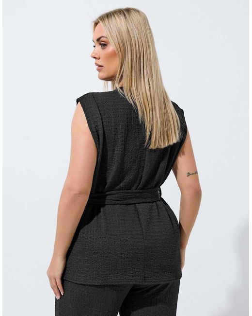 Yours Clothing Black Textured Sleeveless Top