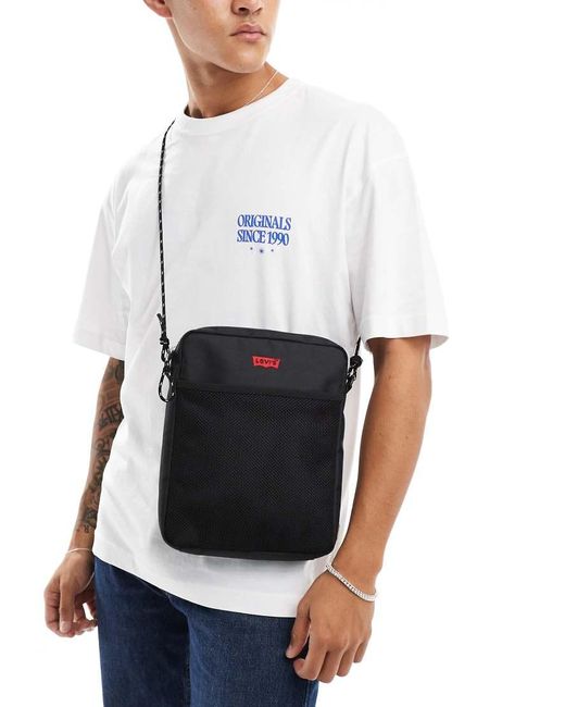 Borsa Con Doppia Tracolla Nera Con Logo di Levi's in White da Uomo