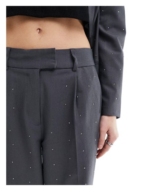 ONLY Blue Rhinestone Straight Leg Tailored Trouser Co-ord