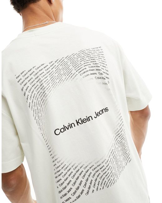 Camiseta verde claro con recuadro del logo frequency Calvin Klein de hombre de color White