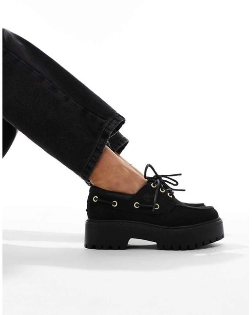 Timberland Black Stone Street Elevated Classic 3 Eye Boat Shoes
