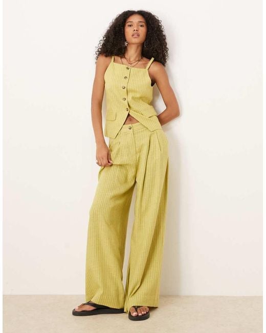 Mango Yellow baggy Trouser Co-ord