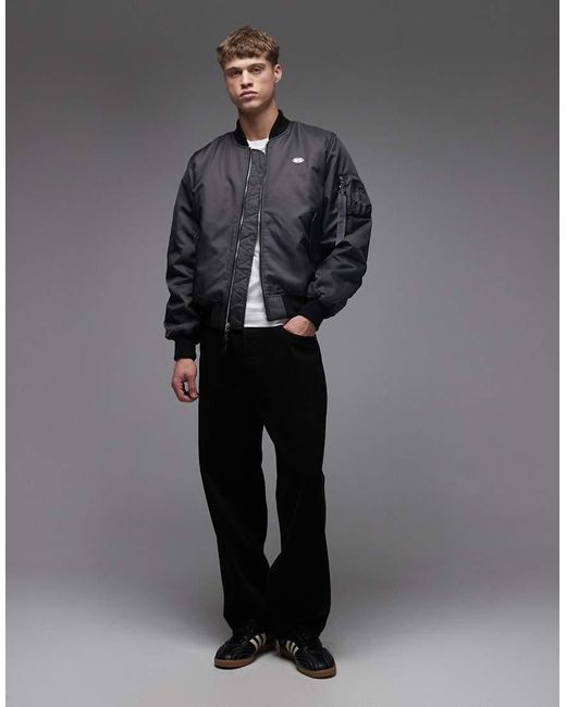 Alpha Industries Gray Bomber Jacket With Logo for men