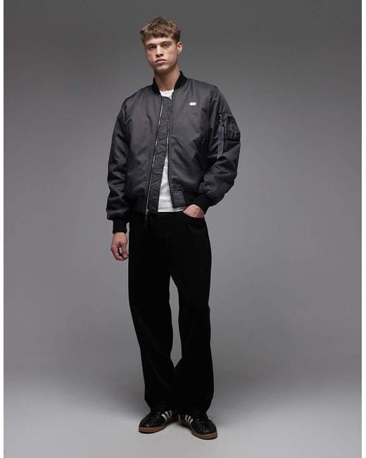 Alpha Industries Gray Bomber Jacket With Logo for men