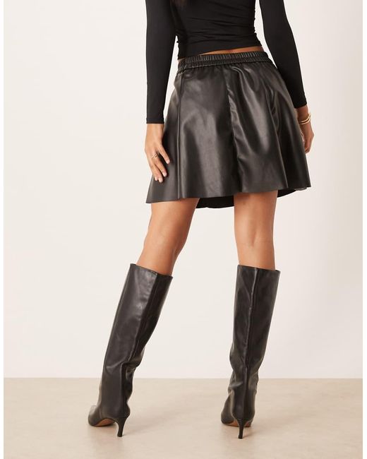 Vila Natural Faux Leather Flippy Mini Skirt