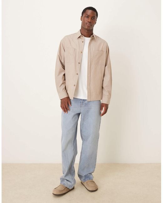 ASOS – oversize-hemd mit beigem karomuster in Natural für Herren