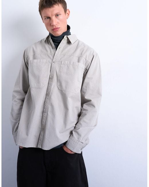 Topman White Regular Fit Ripstop Overshirt for men