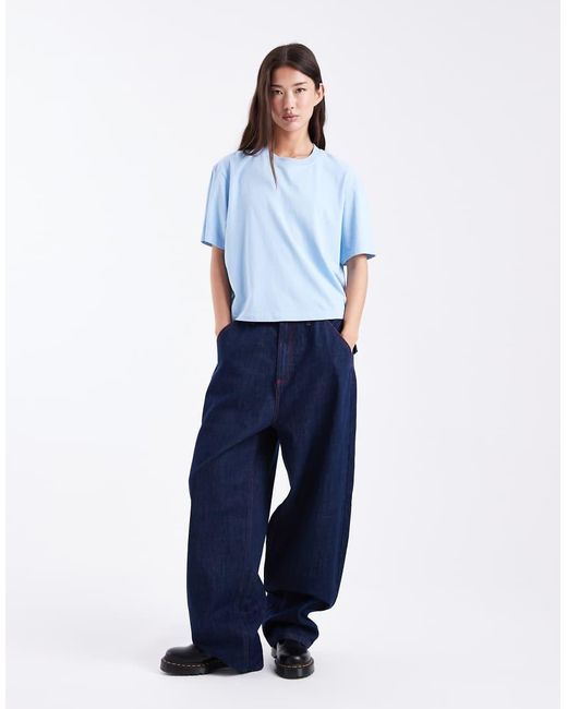 Collusion Blue Circular Design Collection Boxy T-shirt With Back Graphic